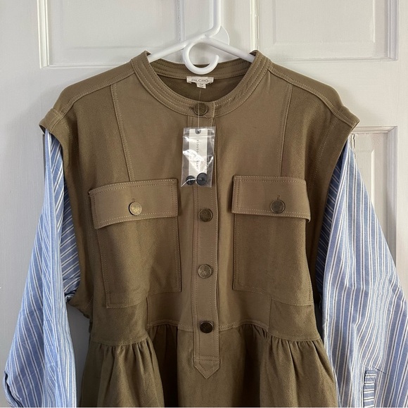 Pilcro Anthropologie Shirt Sleeve Knit Babydoll Shacket Moss Size XXS NWT - Picture 7 of 10